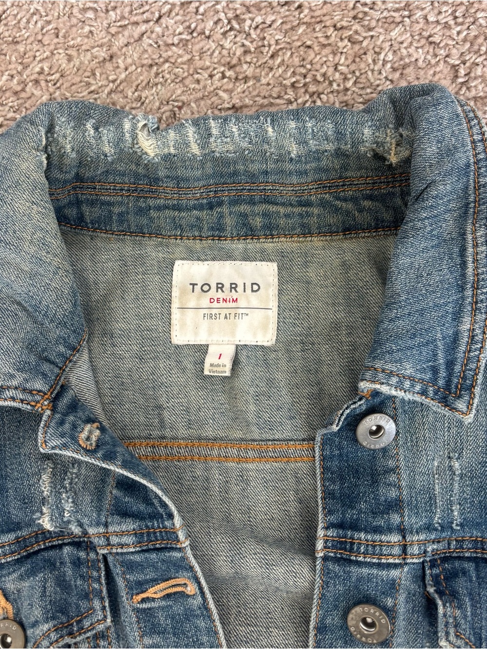 torrid distressed denim jacket - Picture 2 of 7